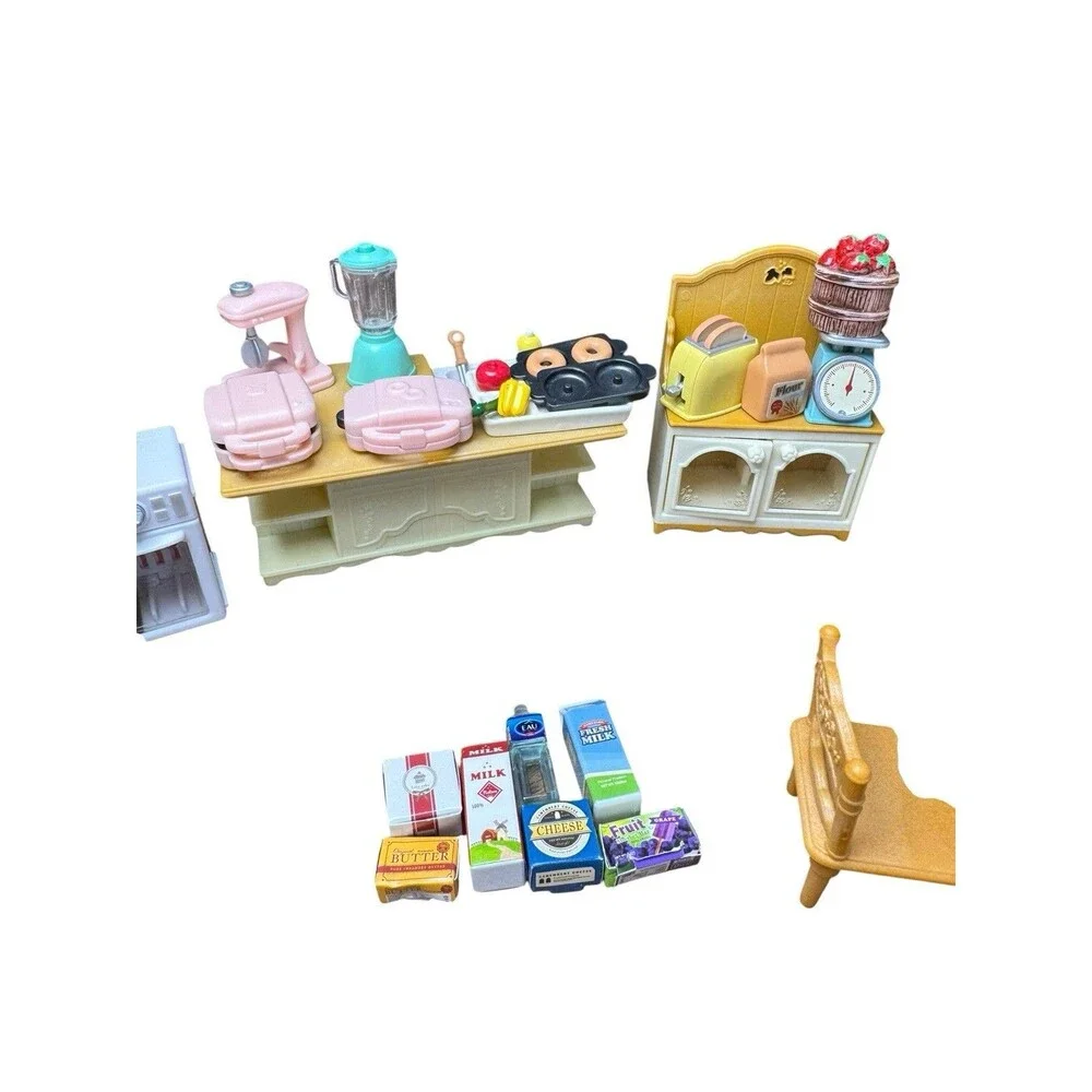 Calico Critter Kitchen Sink Table Chair Food Furniture Kitchen Dining Set